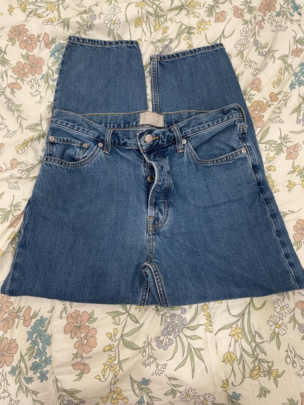 Everlane high waist, Straight Leg Denim Jeans in Blue